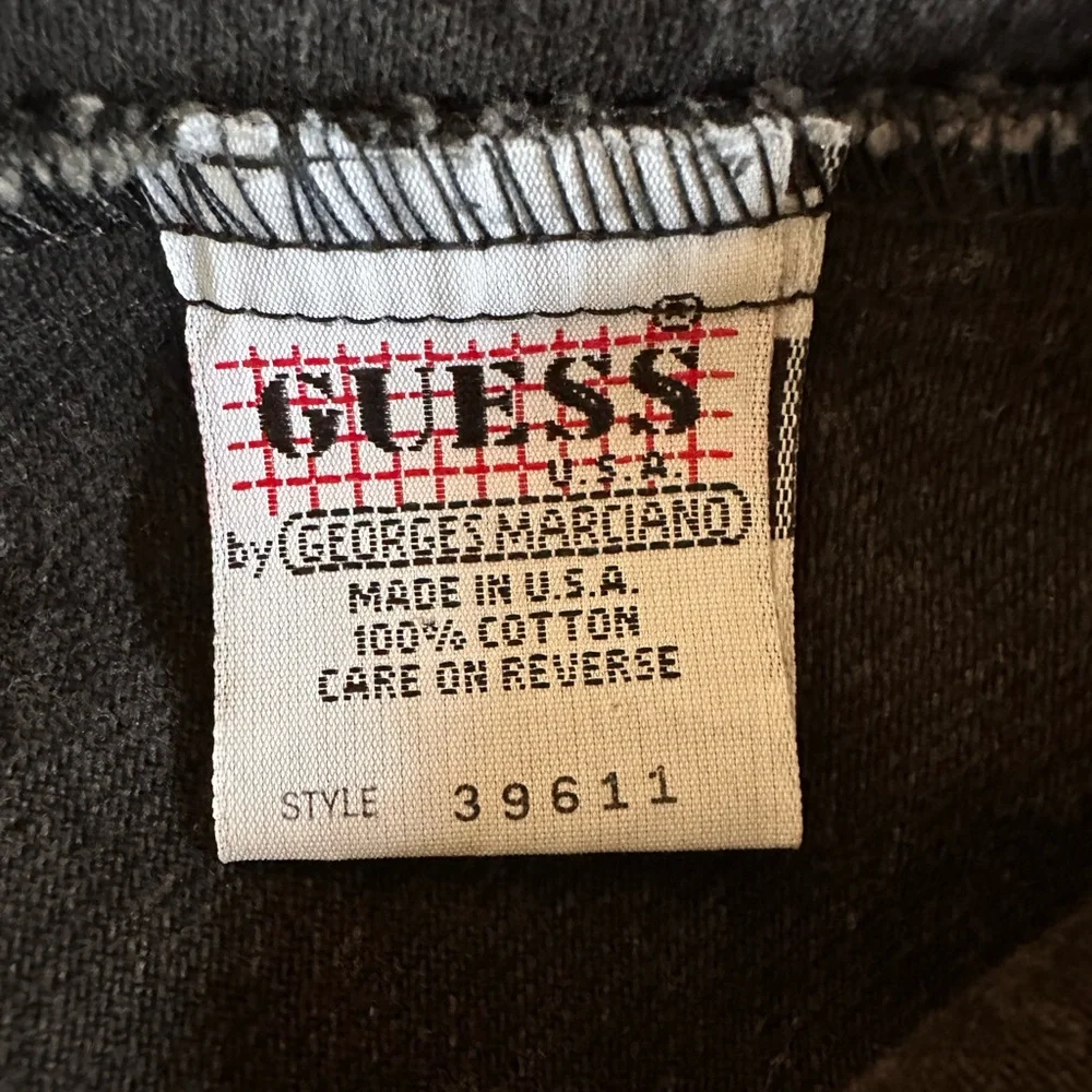 90s GUESS Georges Marciano Vintage Denim Shirt Dress Black Button Front Large - Picture 7 of 10